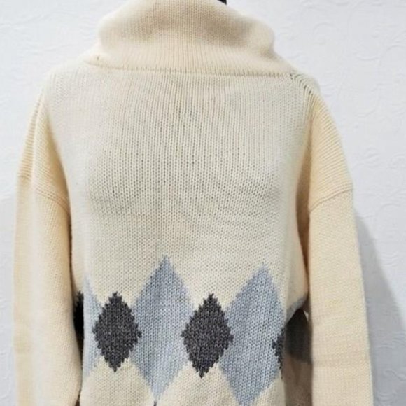 Authentic Giorgio Armani Wool Alpaca Blend Argyle Sweater Womens Sz L - Picture 1 of 4